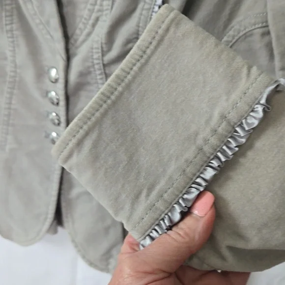 WHBM White House Black Market Grey Velvet Blazer with Grey Satin Trim Sz 4 - Picture 7 of 15